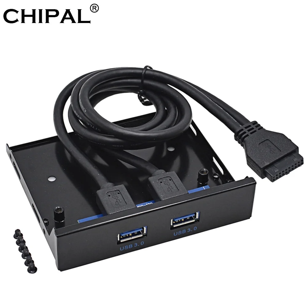 

CHIPAL 2 Ports USB 3.0 Front Panel Bracket USB3.0 Hub 20 Pin Cable Adapter for PC Desktop 3.5'' FDD Floppy Disk Drive Bay