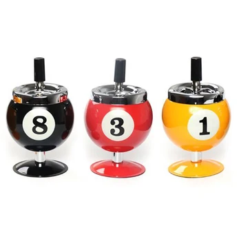 

Creative Push Down Cigarette Ashtray No.8 Billiards Ball Ashtray without Base Metal Smoking Ash Tray for Indoor/Outdoor Use tool