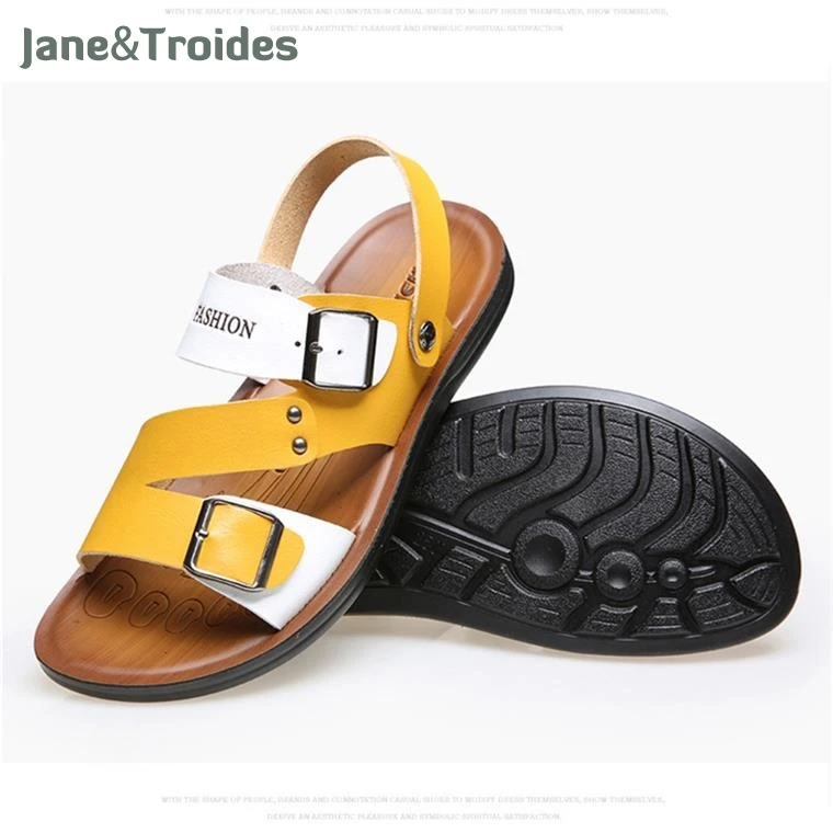 

Men Sandals Leather 2018 Slippers Beach Summer Straps Casual Shoes Outdoor Zapatos Slides Flip Flops Fashion Sandalias
