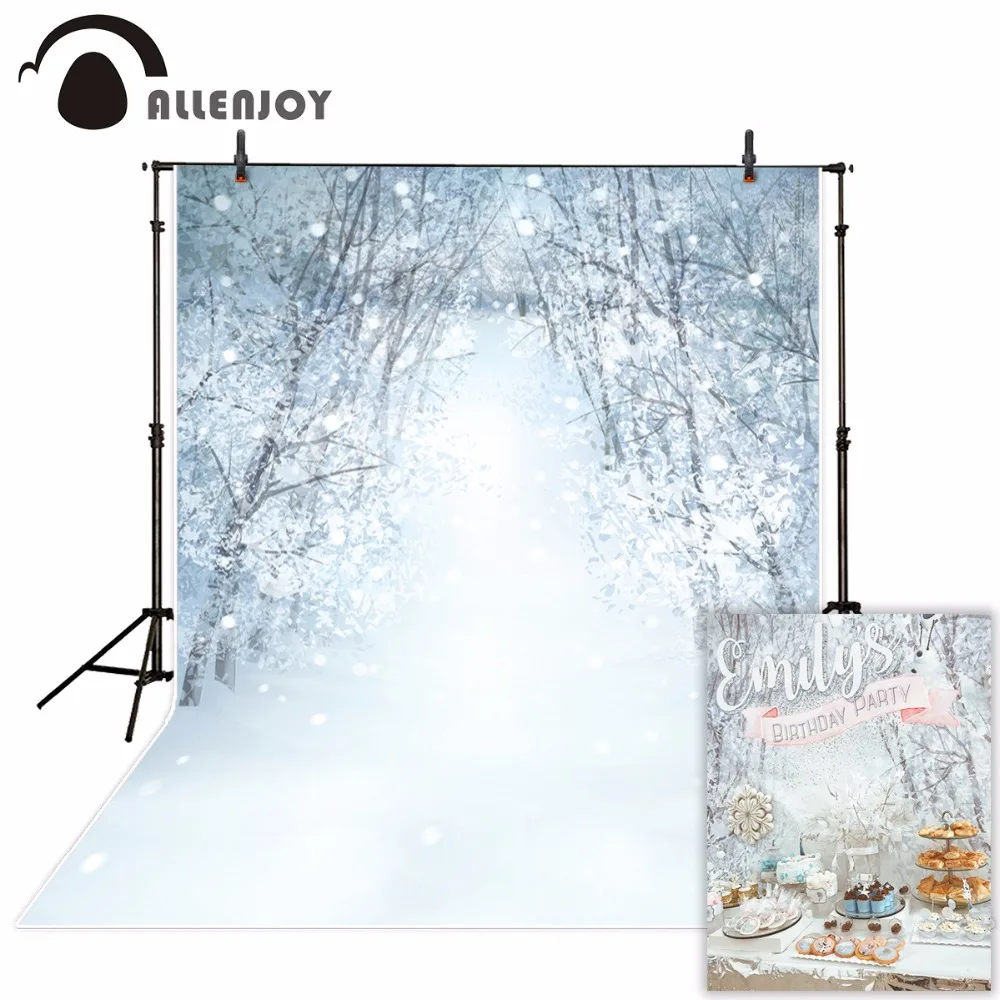 

Allenjoy photography background snow forest Bokeh Winter Christmas theme backdrop professional photo background studio