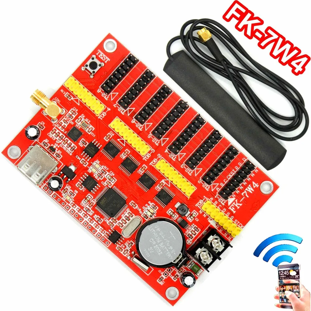 

FK-7W4 wifi led controller board 3616*32/904*128 pixel wireless Wifi/phone APP/USB support p10,p13.33,p16,p4.75 led control card