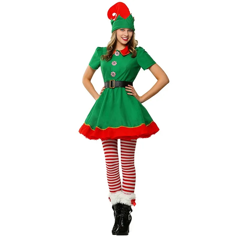 Cosplay&ware Christmas Costumes Women Men Boy Girl Elf Costume Kids Family Green Cosplay Carnival Party Purim Halloween -Cosplayware Store