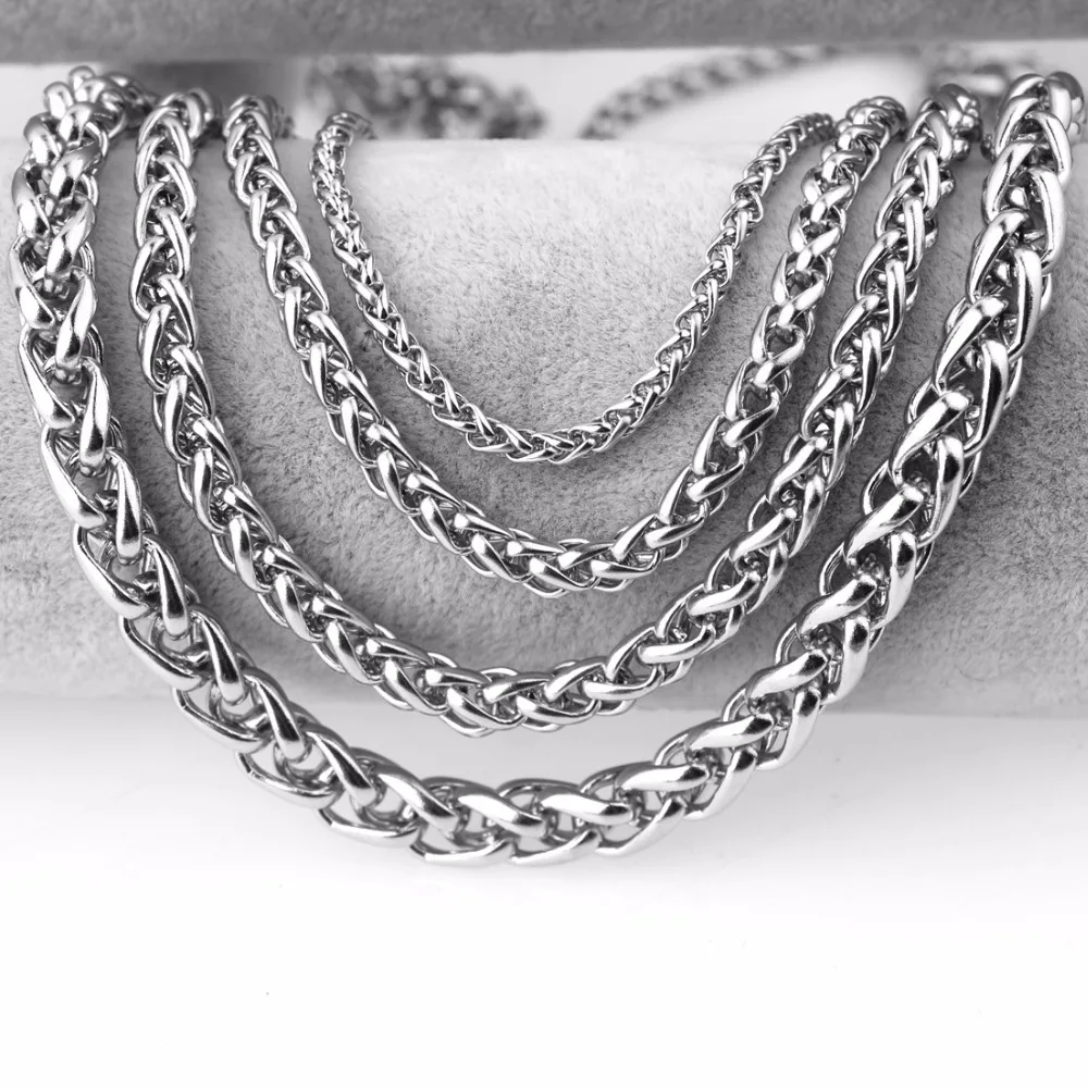 Mens silver wheat chain necklace Clearance