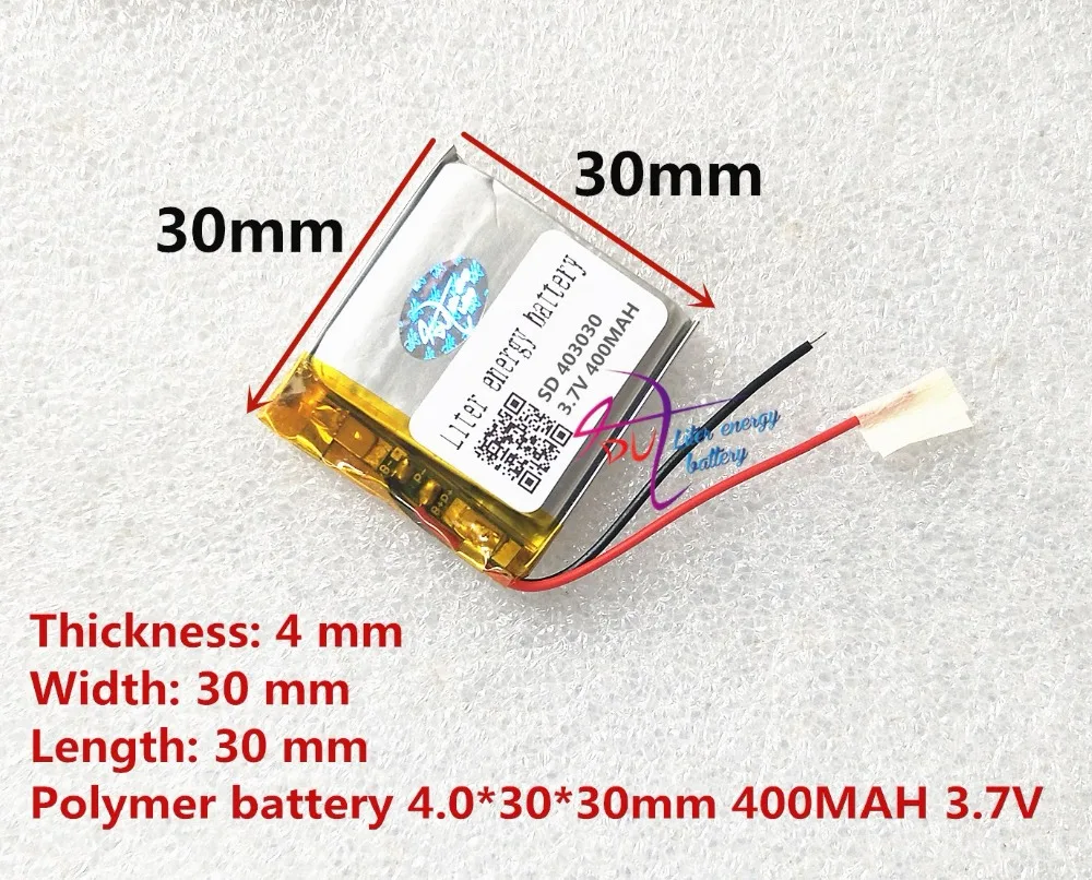أفضل بطارية العلامة التجارية 3.7 V ليثيوم بوليمر بطارية 403030 MP3 043030 400 mAH الهاتف اللاسلكي كارت الصوت