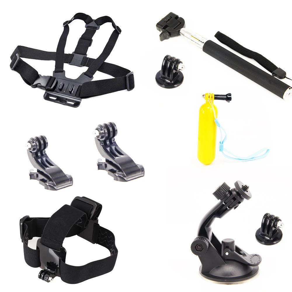 Buy Cheap For Xiaomi YI accessories sets Chest Head belts + Selfie Stick +Suction cup etc camera accessory Kits for Sport & action cams