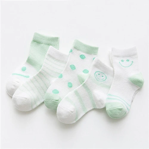 5 пар/лот, Комплект носков для малышей, детские носки мягкие хлопковые носки унисекс с рисунком для новорожденных детские носки для мальчиков и девочек от 0 до 2 лет - Цвет: Зеленый