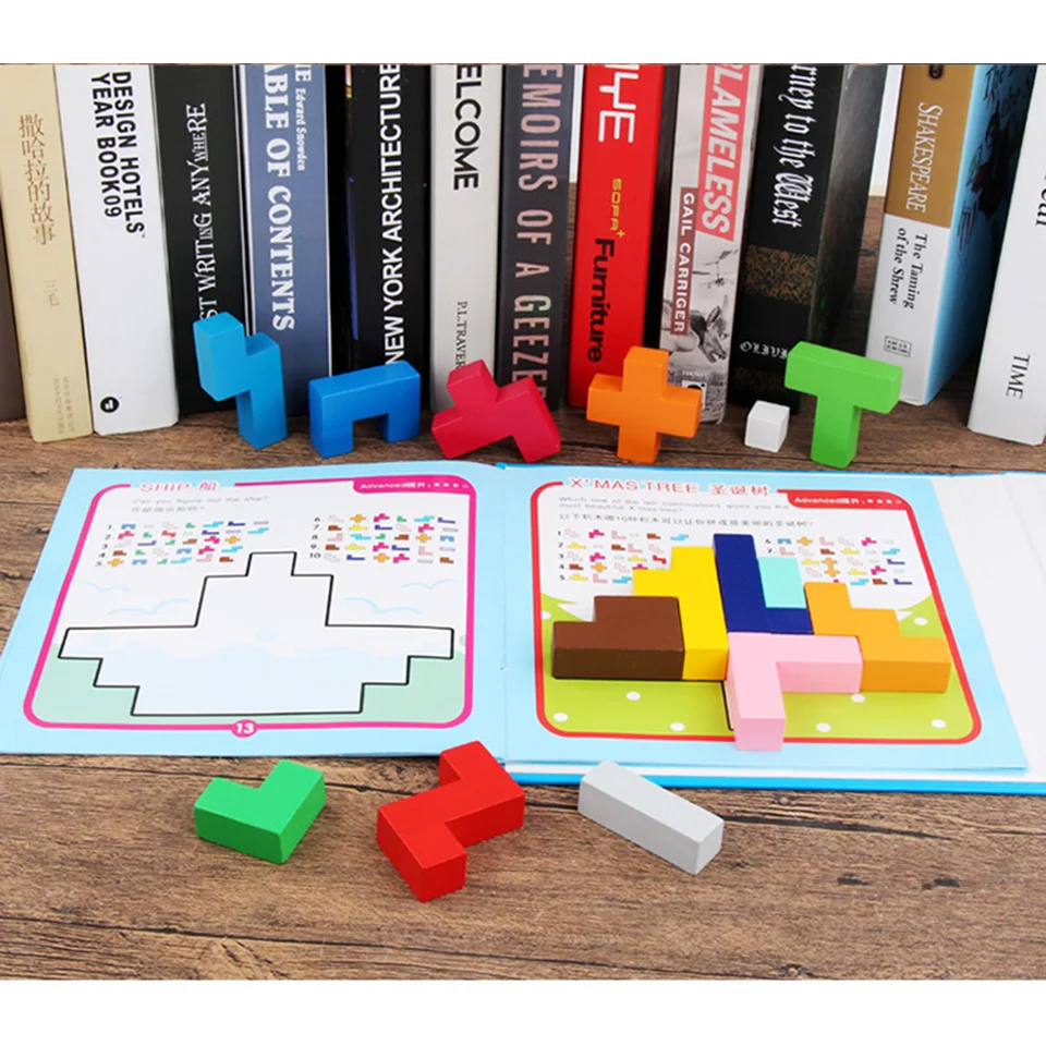 

Woodentoys Puzzle Toy Tangram Stereoscopi Games Educational Clever Parenting Operation Baby Early Learning Toys Develop Wisdom