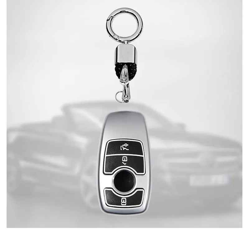 Световой цинковый сплав+ кожаный чехол ключевую для автомобиля Mercedes Benz AMG E класса W213 брелок кольцо покрытие автомобиля стиль аксессуары