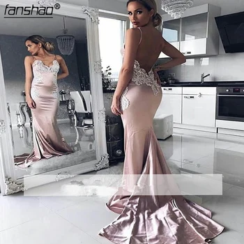 

Simple Elegant Prom Dresses Mermaid Spaghetti Straps Appliques Lace Party Maxys Long Prom Gown Evening Dresses Robe De Soiree