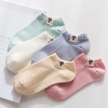 

CHSDCSI 1 Pair New Kawaii Women Cotton Socks Cute Cat Casual Animal Ankle Socks Short Socks Pink White Fashion Style Gril Socks