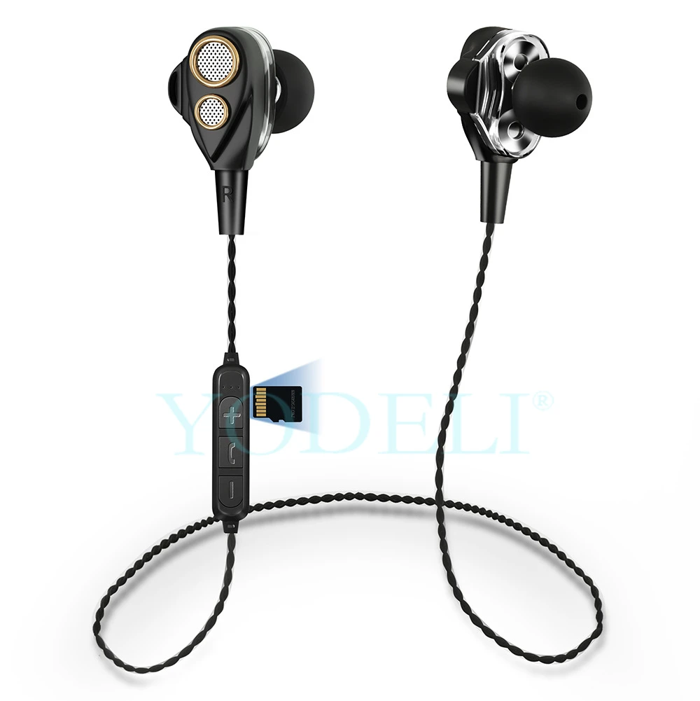 Bluetooth Earphone Stereo Wireless Headphones Double Unit Driver Speaker Support TFSD Card Earbuds Headset with Mic for Phone (10)