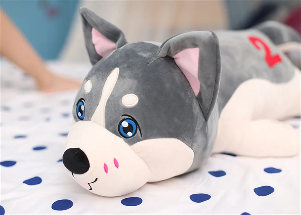 New Lovely Large Soft Animal Husky Dog Plush Toy Stuffed Lying Dog Doll Pillow Gift for Kids 50cm 70cm 90cm 120cm15