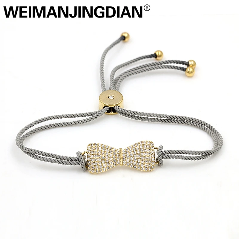 

WEIMANJINGDIAN Bow Design Micro Pave Cubic Zirconia Crystal Rope Chain Bracelets for Women or Girls in Various Colors