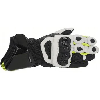

Moto PRO Street Motorcycle Leather Long Gloves Racing Motorbike Black/White/Fluo Yellow Gloves
