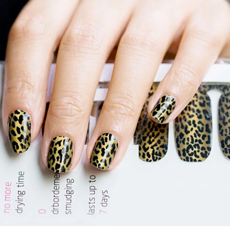 

WAKEFULNESS 16 Tips/Sheet Leopard Nail Stickers Full Cover Nail Wraps Adhesive Manicure Nail Art Stikcers Decals