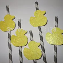 Пользовательские модные дешевые Блестящий резиновый duckie соломинки Беби-Шауэр соломинки, детские украшения для душа бумажная солома
