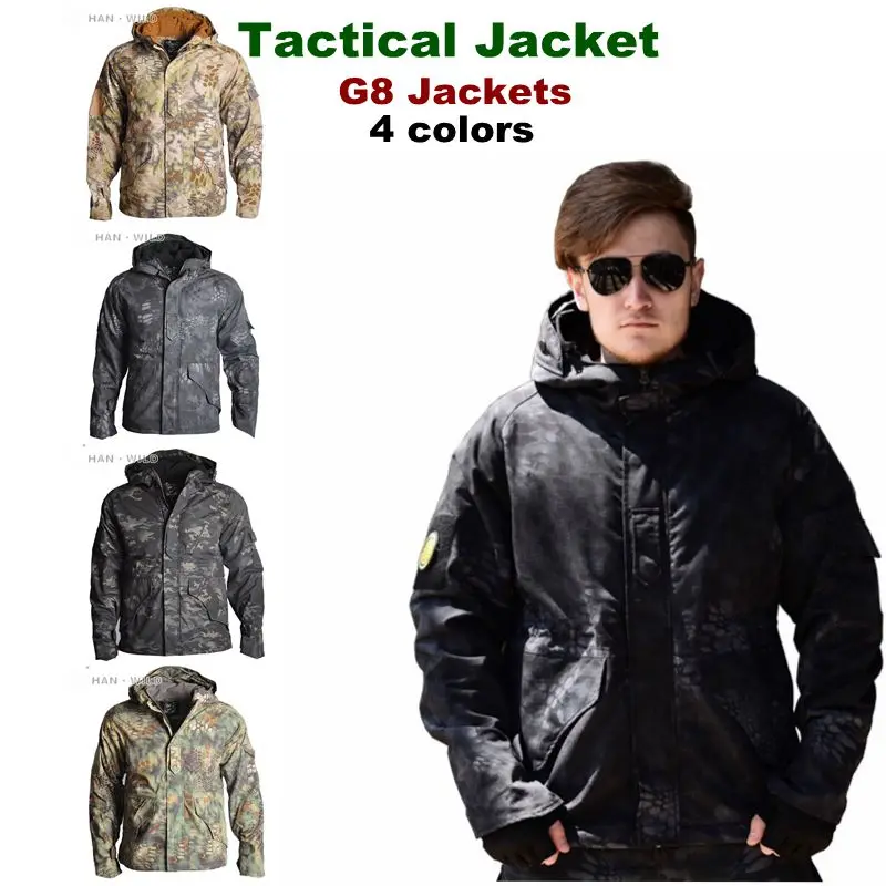 

2019 NEW G8 US Army Clothes Soft Shell Shark Skin Tactical Windbreaker Men Coat Hoodie Military Field Jacket Black Python