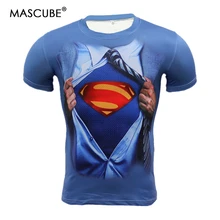 MASCUBE Фитнес ММА сжатия Футболка Для мужчин аниме Бодибилдинг короткий рукав 3D рубашка дышащие топы Супермен рубашки