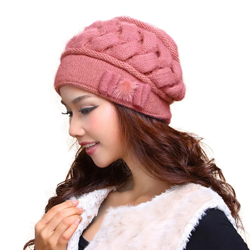 FS Fashion Rabbit Wool Women Caps Thermal Warm Skullies Double Layer Knitted Winter Hat Ear Protect Beanies Gorra Hats Invierno FS Fashion Rabbit Wool Women Caps Thermal Warm Skullies Double Layer Knitted Winter Hat Ear Protect Beanies Gorra Hats Invierno