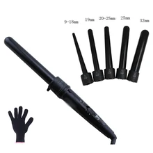 В моде 9-32 мм Pro Серия 5 в 1 щипцы для завивки волос керамическая плойка Волшебная Плойка для завивки волос с подарочными перчатками