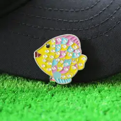 Бесплатная доставка Новый цветной рыбы тонкий металл сплав Зажим для кепки для игры в гольф зажим для шляпы для гольфа мяч маркер, оптовая
