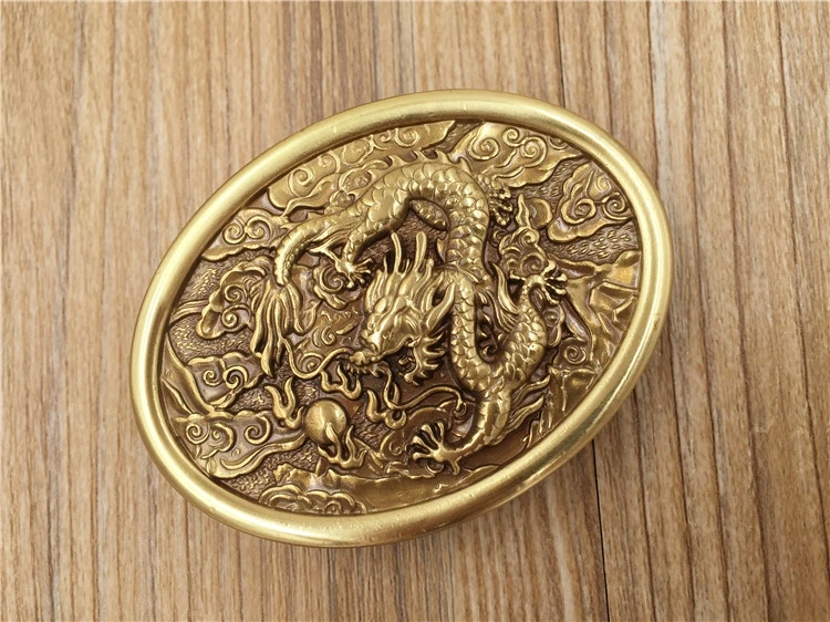 Ellipse Dragon Ball embossed Brass belt Bucklein Buckles & Hooks from