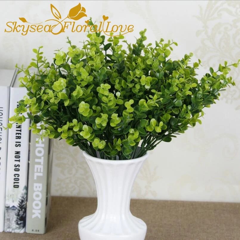 Artificial grass arrangement leaves green Eucalyptus fork 49 group with floral fleurs scrapbooking | Дом и сад