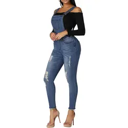 Темно синий мыть проблемных джинсы для женщин Комбинезоны девочек 2019 женщина как джинсовые штаны Pantalon Femme # LC786029-5