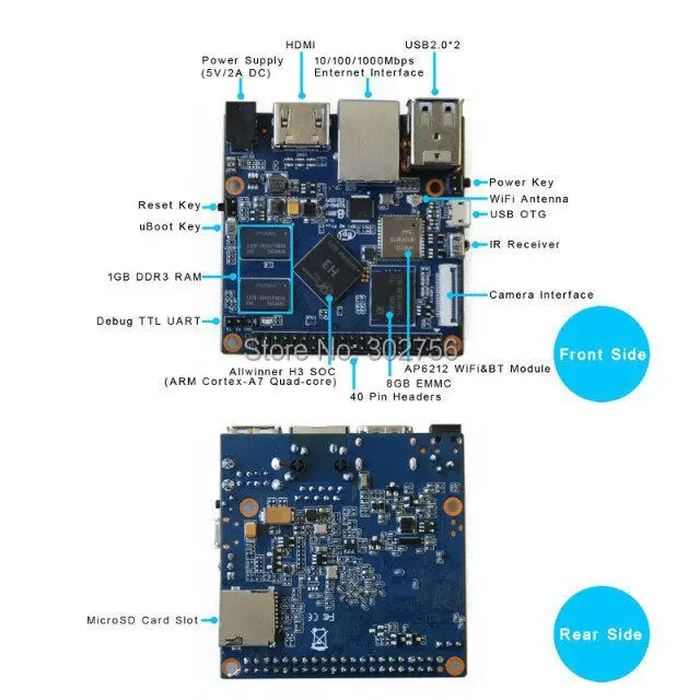 Allwinner H3 чип четырехъядерный A7 SoC BPI-M2 Plus Banana Pi M2+ макетная плата