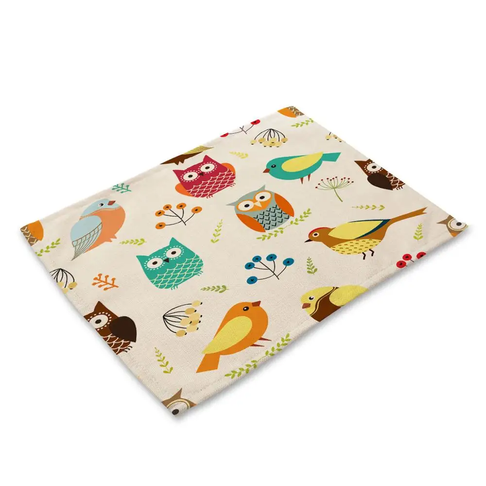 Милый коврик для стола с изображением птицы из мультфильма совы, украшение для кухни, модные столовые принадлежности, салфетка для стола для свадьбы - Цвет: MC00611