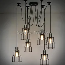 Эдисон нити 6 шт. люстра RH подвесной светильник Лофт американское освещение в стиле кантри винтажная лампа с нитью накаливания по форме напоминающей клетку нити промышленный свет