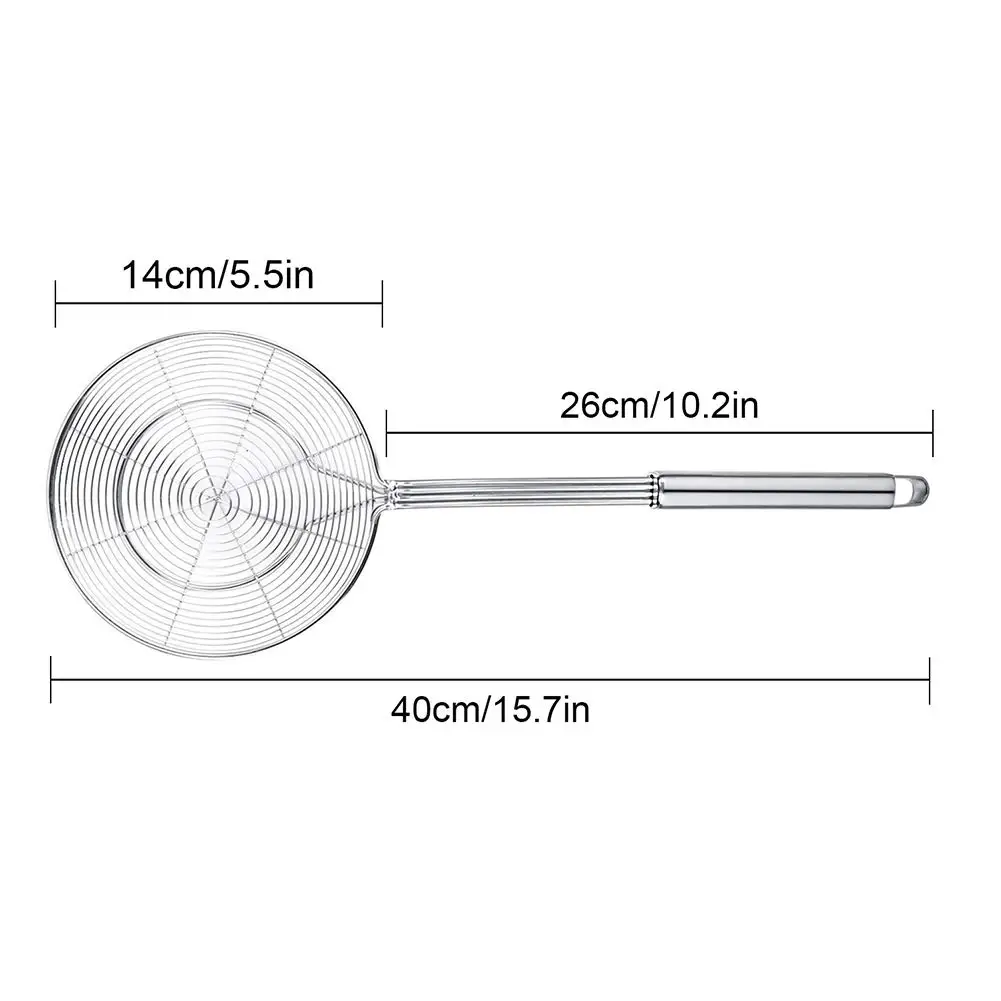 Круглый Пищевой дуршлаг из нержавеющей стали для жарки с длинной ручкой масляный фильтр сетчатый ковш кухонные инструменты