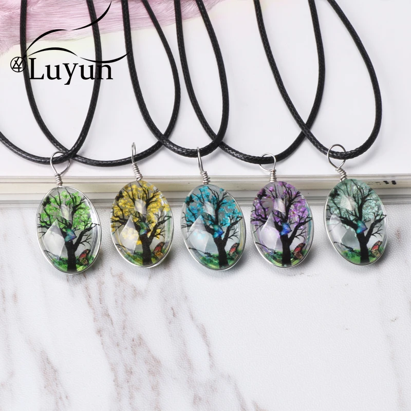

Luyun Tree Of Life Bohemian Ethnic Necklace Crystal Dried Flowers Necklace Wholesale