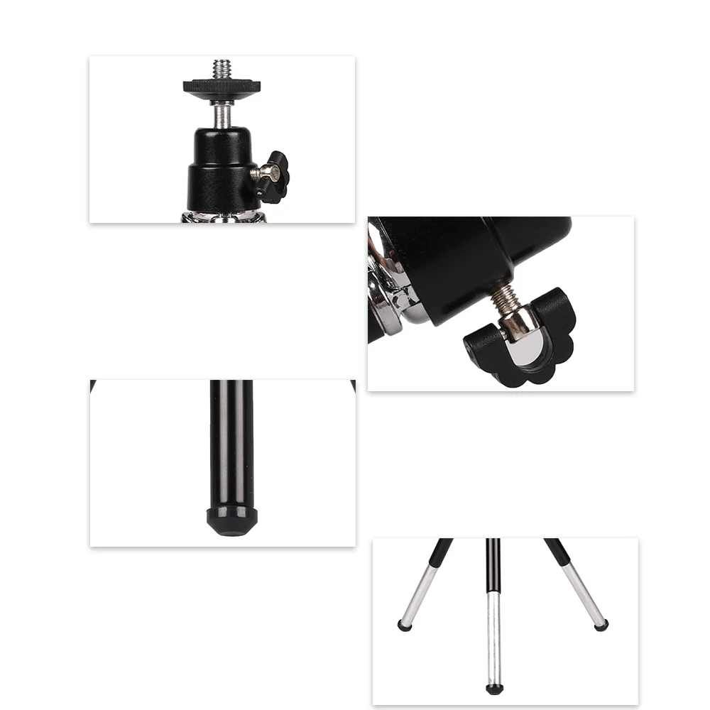 Kaliou Black Aluminium Table Desk Mini Tripod Travel Stand Holder for Gopro 7 6 5 4 3+ 3 2 1 Mobile Phone iPhone Samsung Huawei'