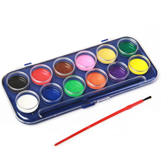 Painting Tool 12 Colors High Quality Paint with 1 Watercolor Brush Kids