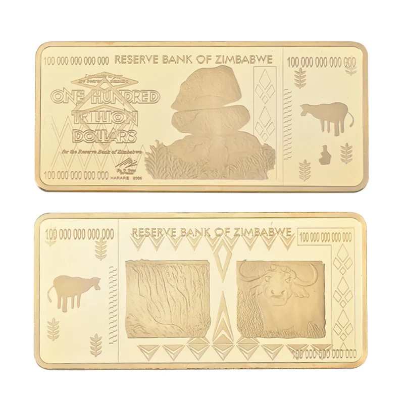 

Original Gold Plated Coins Collectibles Zimbabwe One Hundred Trillion Dollars Buffalo Bullion Coin for Christmas Gift New Year