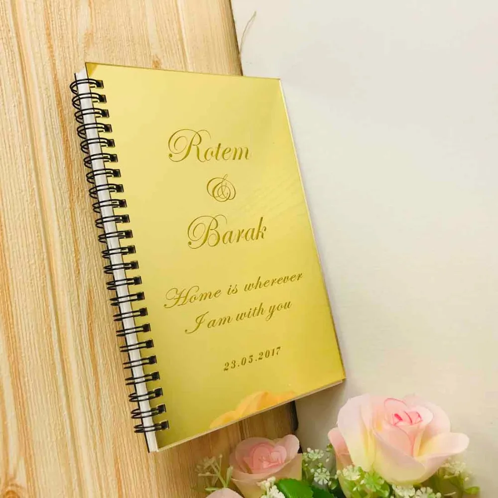 Customized Guest Book with Personalized Mirrored Cover Empty White Pages Wedding Checkin Signature Book Custom Gifts Pary Decor (6)