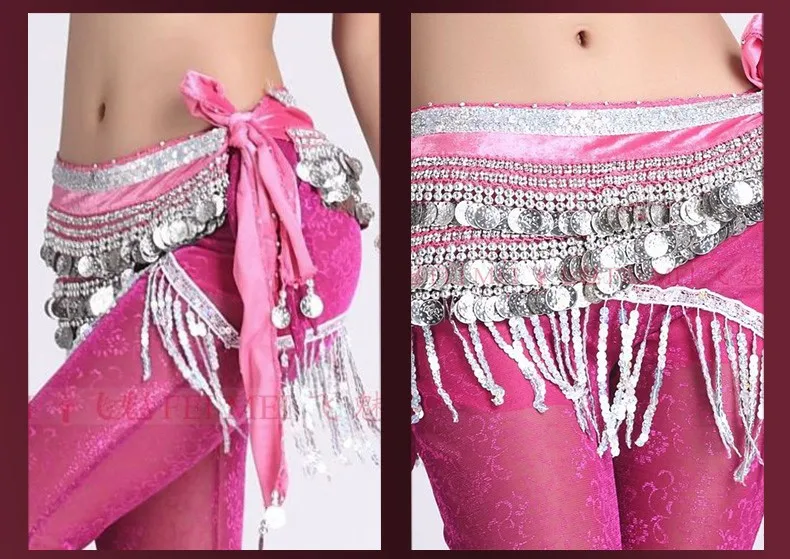 Новый стиль танец живота костюмы бархат 3 ряда 338 серебряные монеты Belly Dance Hip шарф для женщин Танец Живота Ремни