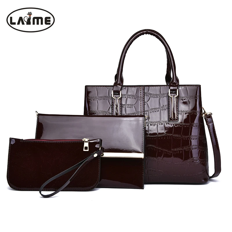 

Fashion Alligator Pattern Women Composite Bag High Quality Patent Leather Women Casual Tote with Shoulder Bag and Female Handbag