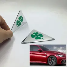 Para Alfa Romeo delta verde quatrefoil Side Fender Emblema Emblema Do Carro adesivo para 4C 147 156 166 159 Giulietta Aranha Giulia GT