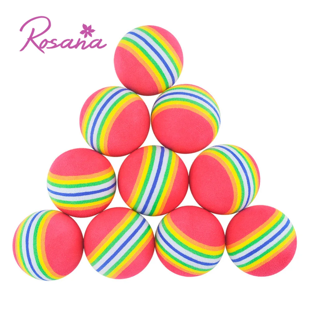 12pcs/pack Rainbow Stripe Foam Golf Balls Toy Training Indoor Sponge
