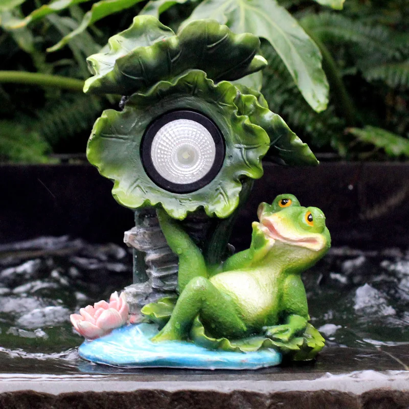 

Garden lawn solar light frog ornament Garden villa The courtyard landscape Decorative art fairy garden miniatures
