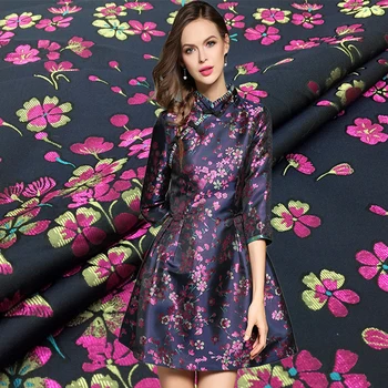 

155cm width Imported France butterfly Metallic Jacquard Brocade Fabric,3D jacquard yarn dyed fabric for Women Coat Dress Skirt