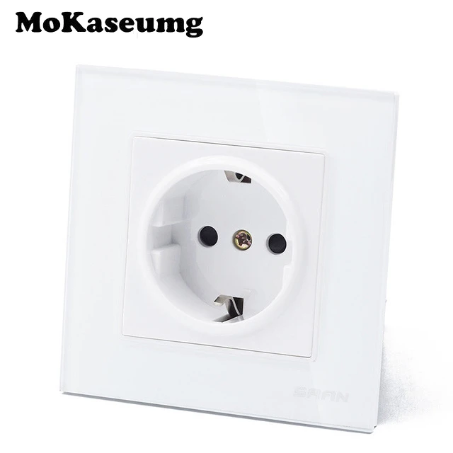 

European Germany Home Socket 16A Universal Wall Power Socket White PC Plastic Socket Home Wall Socket AC110-250V