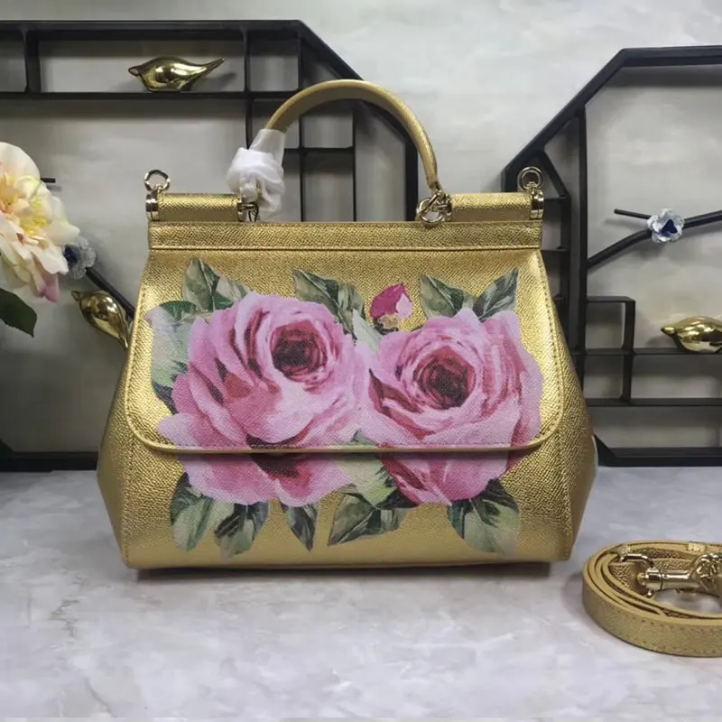 

2009 Colour Printed Lady's Handbag Retro Rose Gold Printed Single Shoulder Crossing Lady's Bag