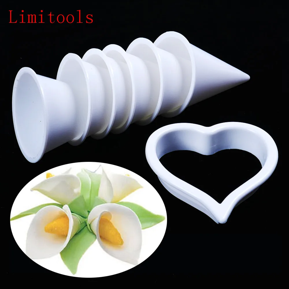 

7pcs/set Plastic Calla Lily Flower Cake Mold Fondant Cookie Cutter Cake Decorating Mold DIY Wedding Baking Tool