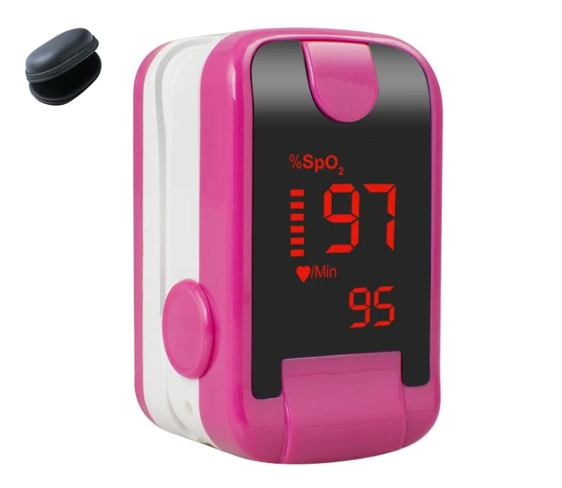 Oximetro De Dedo Finger Pulse Oximeter Blood Oxygen Saturometro SPO2 PR Oxymeter De Pulso Portable Saturator Pulsioximetro - Цвет: Pink-Case