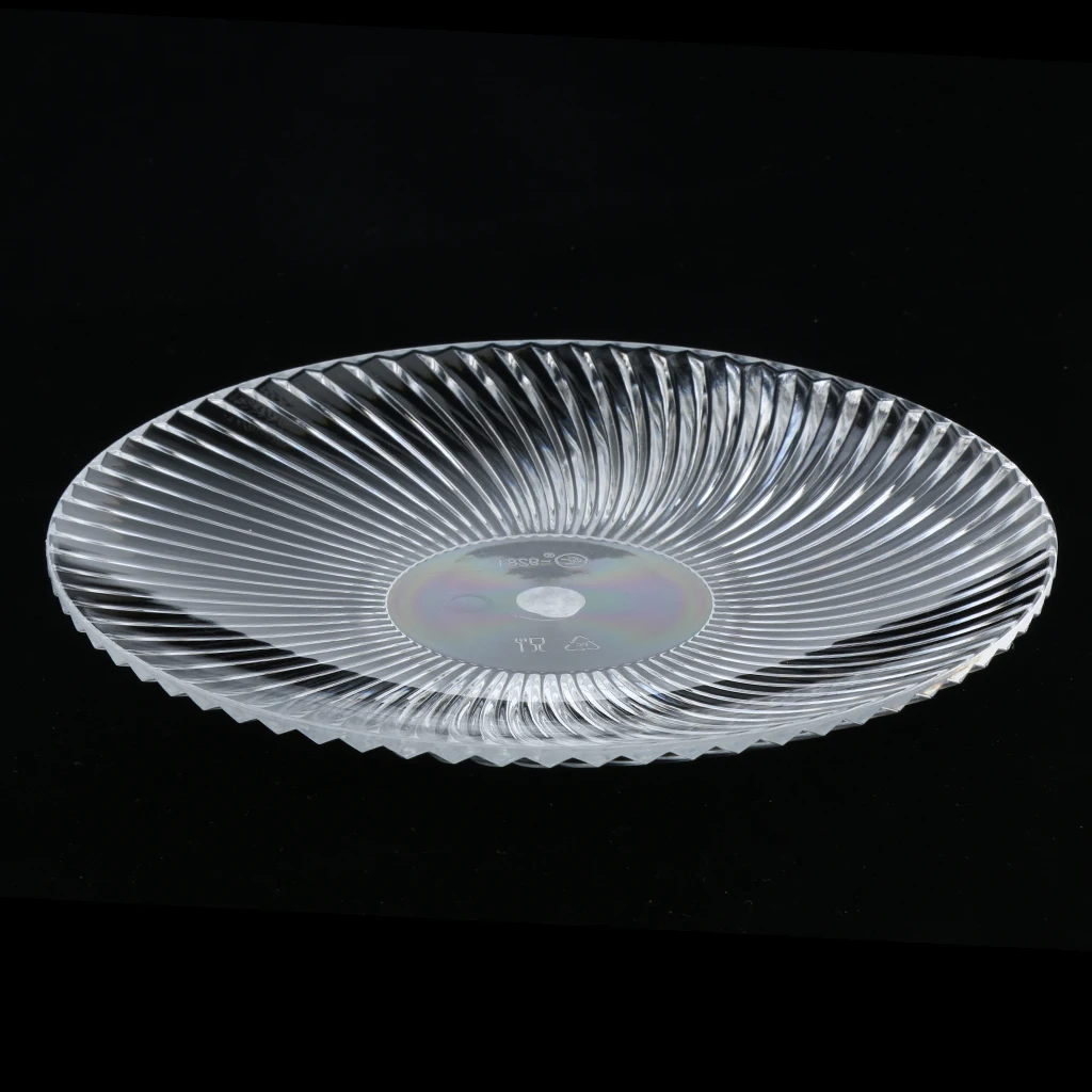 Round Clear Dish Plate Food Serving Tray Flat Fruit Platter, Made of high quality acrylic plastic, easy to clean