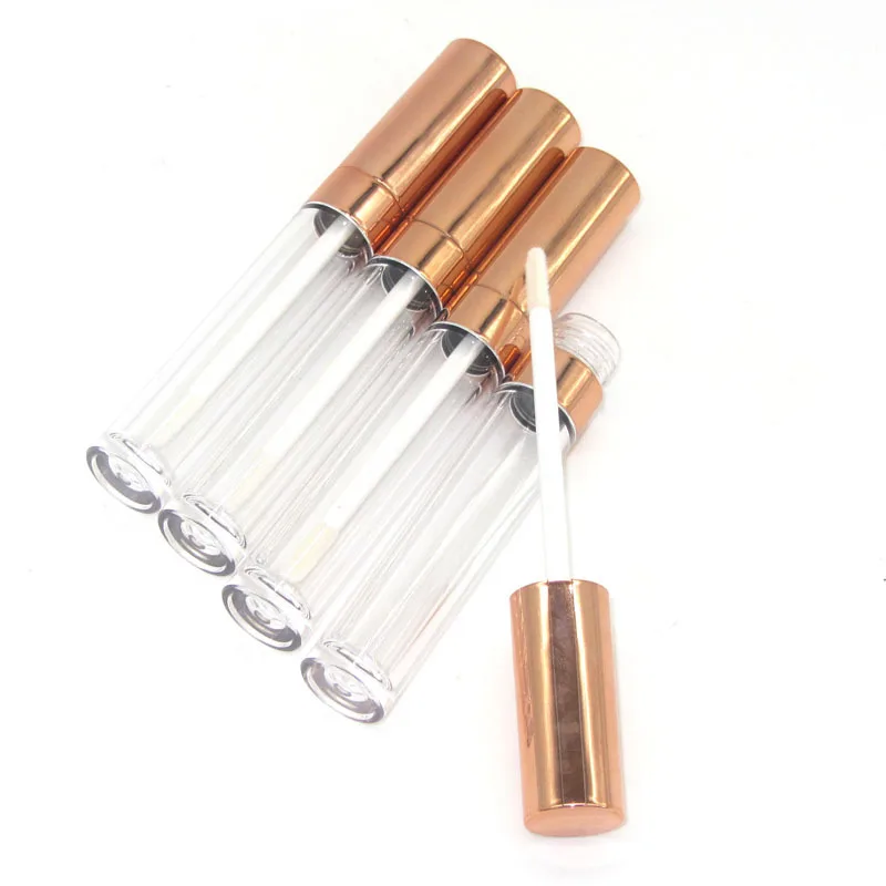 

Rose Gold 6.5ml Empty Lip Gloss bottle Round Lip Gloss Container Transparent Lip Gloss Tube Cosmetic LipGloss Packaging