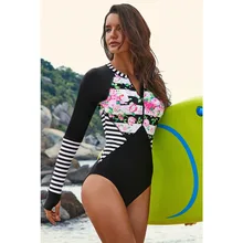 С цветочным принтом цельный купальный костюм с длинным рукавом купальный костюм женский купальный костюм купальник в стиле ретро Винтаж цельный костюм для серфинга